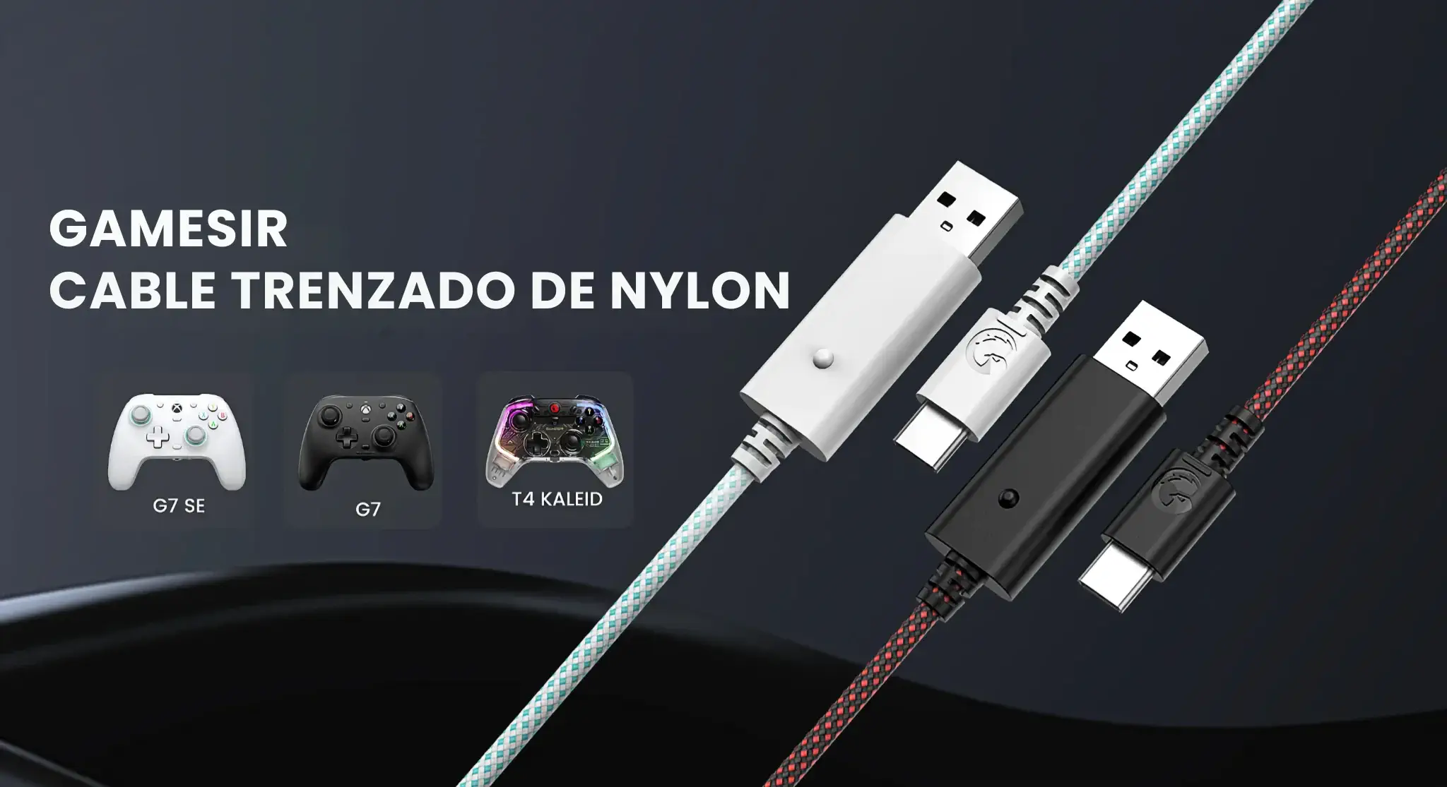 GameSir_Cable_USB_3M.01 - Cable USB Verde Trenzado para Mandos GameSir | GameSir.es