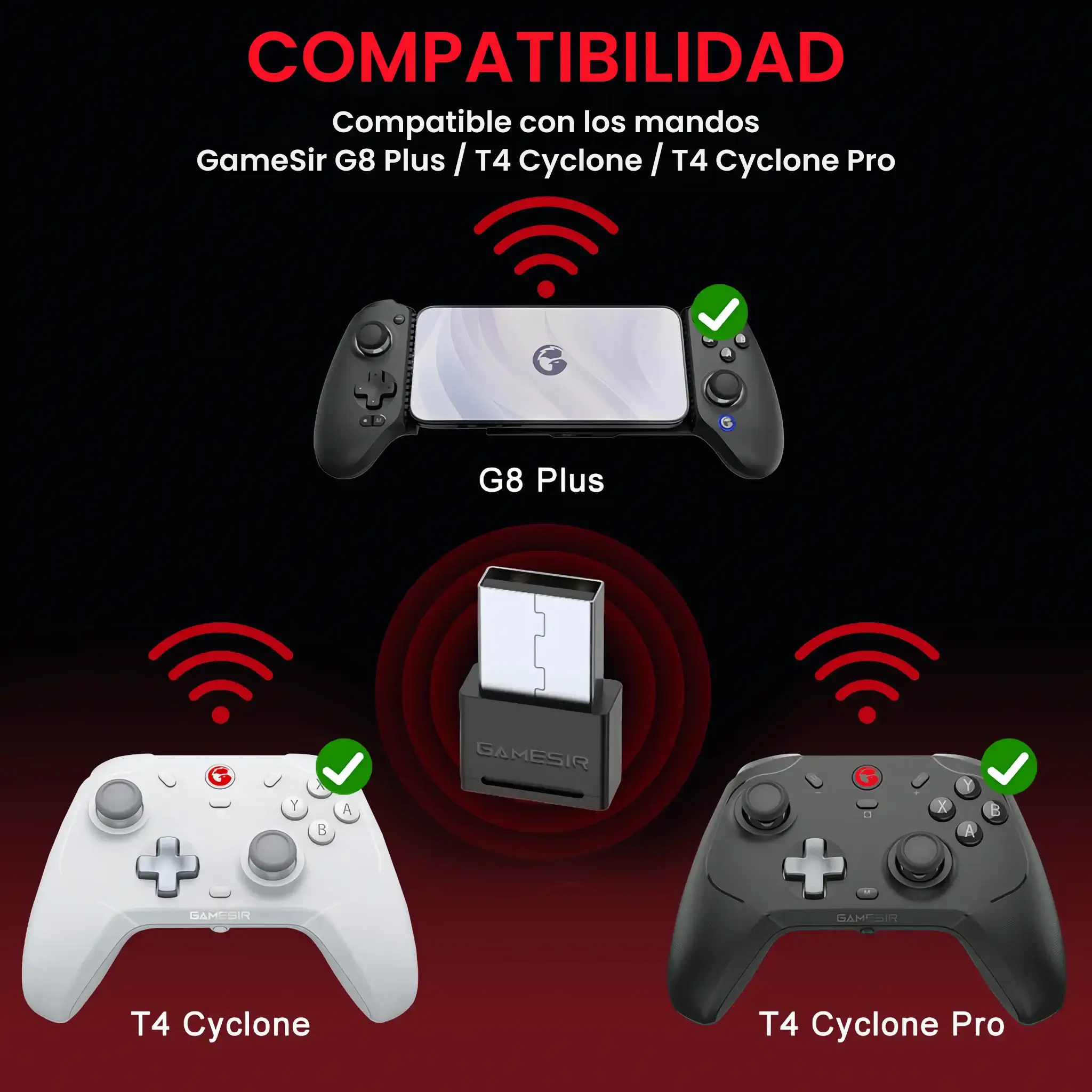 GameSir_Receptor_G8_Plus_T4_Cyclone_T4_Cyclone_Pro.03 - Receptor Inalámbrico para Mandos G8 Plus, T4 Cyclone y Pro | GameSir.es